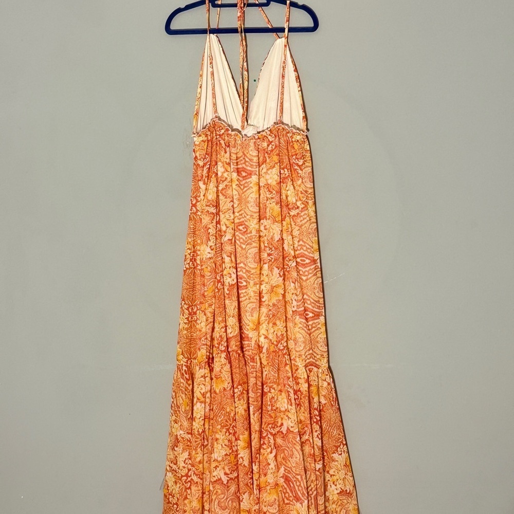 Flying‎ Tomato Vibrant Orange Floral Maxi Dress - Size L - Picture 7 of 7